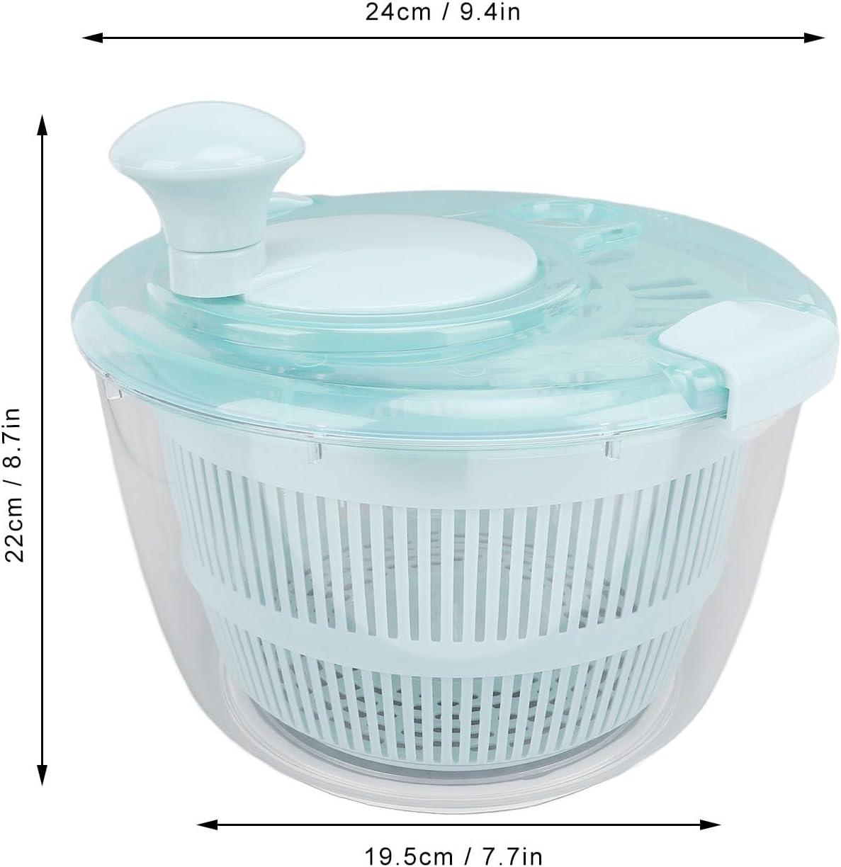 GOWENIC Salad Spinner, Fruit and Vegetable Washer, Fruits and Lettuce Dryer, Lettuce Spinner with Bowl, Fast One Handed Manual Salad Washer Spinner for Vegetable Fruit Lettucefruit