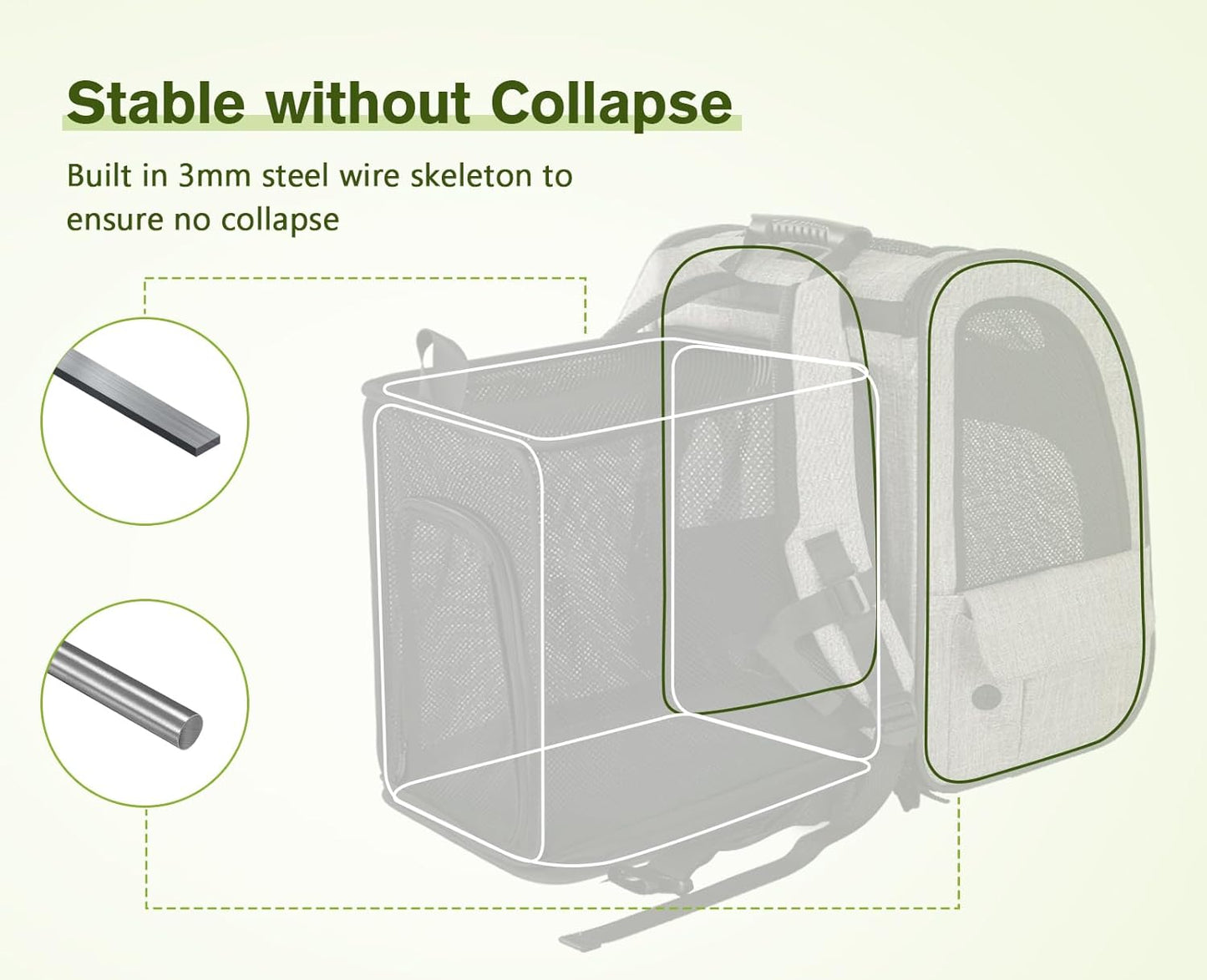 Pecute Pet Carrier Backpack, Dog Carrier Backpack Expandable with Breathable Mesh for Pets <6kg, Pet Backpack Carrier for Hiking Travel Camping Outdoor