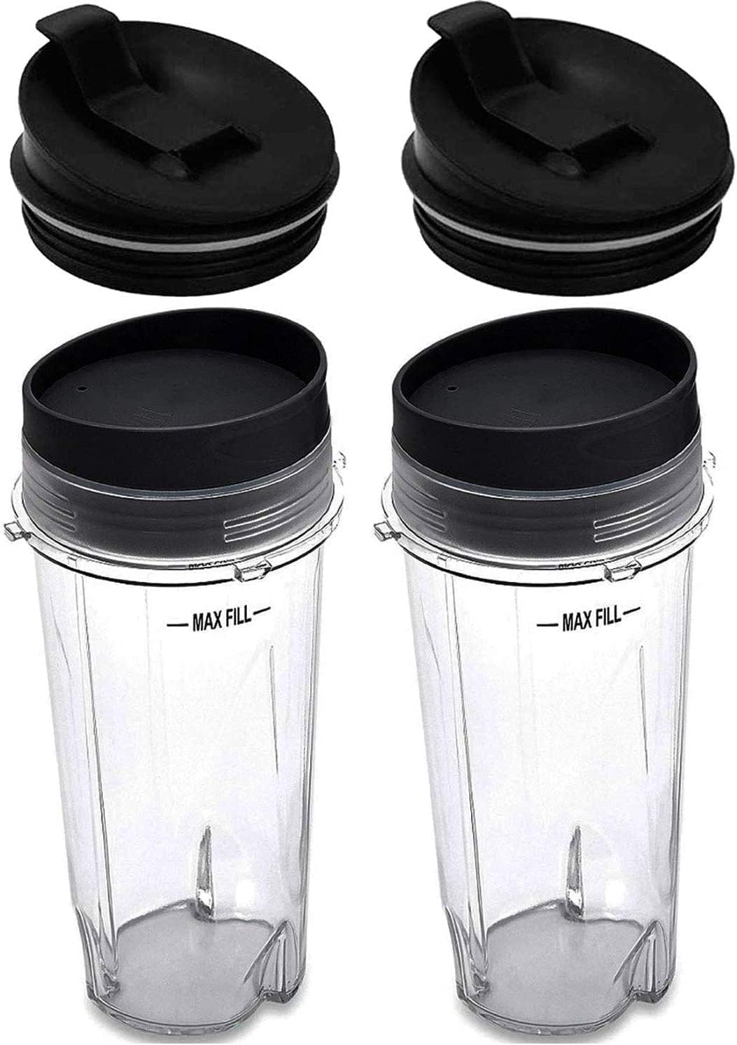 16oz Blender Cup Compatible with Ninja Blender BL660 BL740 BL770 BL780 BL810 QB3000, Single Serve Cup with Sip & Seal Lids for Nutri Ninja Replacement Parts