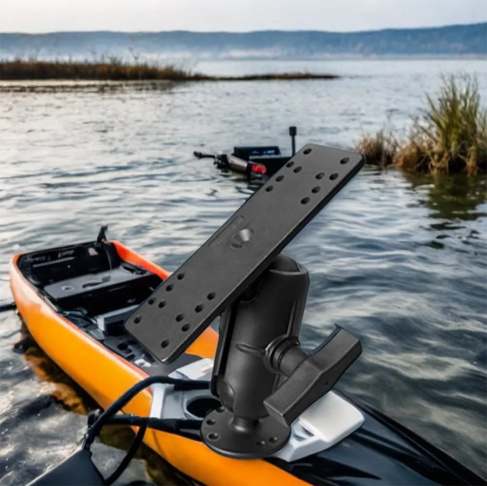 Strg Kayak Fish Finder Mount with 1.5" C Size Ball Rectangular Plate and Round Base, 3.75" Medium Arm Fish Finder Mount Boat Marine Electronic Mounts for Garmin, Lowrance and More Fish Finders