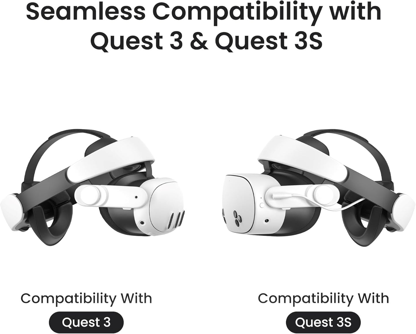 KIWI design H4 Boost Battery Halo Head Strap Compatible with Meta Quest 3 or Meta Quest 3S, Lightweight and DualFast Charging