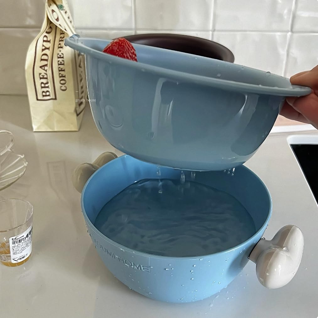 Kitchen Washbas Food Strainer Drain Basket Rotating Drainer Double-Layer Basin Vegetable Fruit Washing Strainer