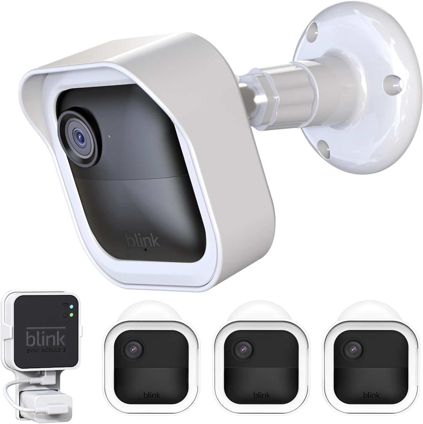 All-New Blink Outdoor 4 (4th Gen) Camera Mount, 3 Pack Protective Cover and 360 Degree Adjustable Mount with Blink Sync Module 2 Outlet Mount for Blink Camera Security System (Black)