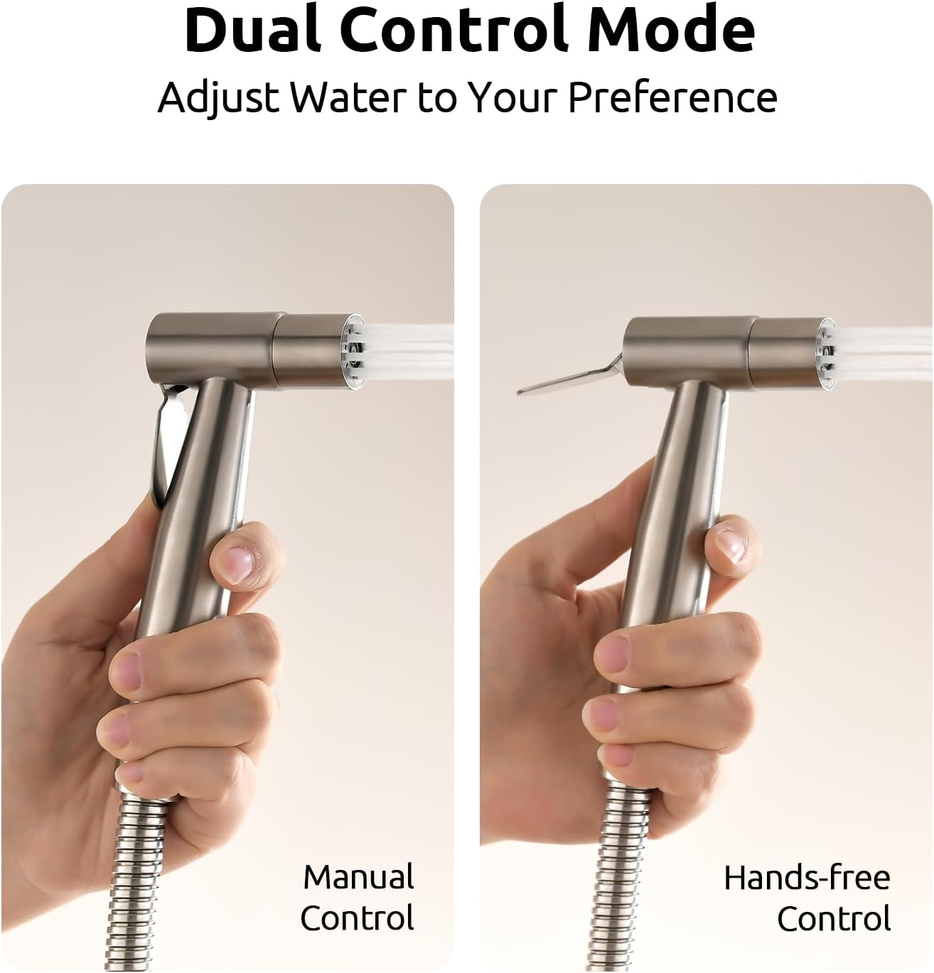 Arofa Handheld Bidet Sprayer for Toilet-Adjustable Water Pressure Control with Bidet Hose for Feminine Wash, Stainless Steel Brushed Nickel Cloth Diaper Bidet Toilet Sprayer for Baby Wash