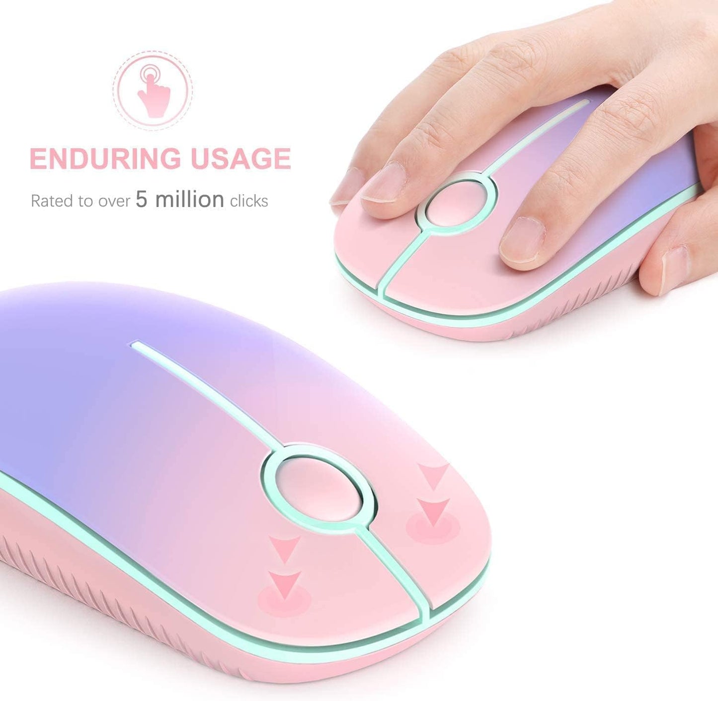 Wireless Mouse, Vssoplor 2.4G Slim Portable Computer Mice with Nano Receiver for Notebook, PC, Laptop, Computer (Sapphire Blue)