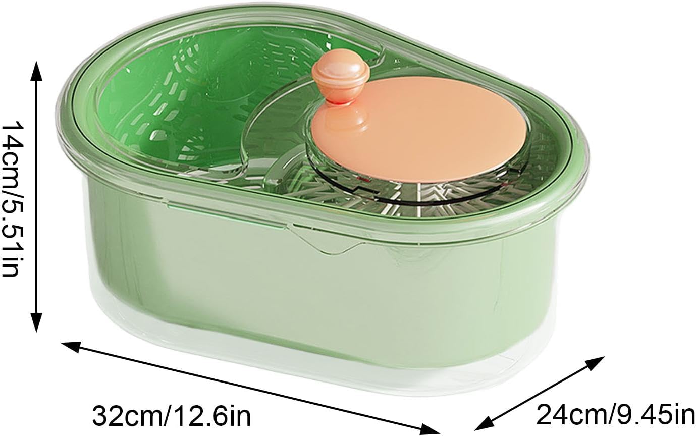 Fruit Cleaner Bowl - Portable Rotating Salad Spinner and Dryer,Salad Cleaner, Kitchen Strainer Drainer Basket, Food Wash Bowl, Manual Lettuce Washer