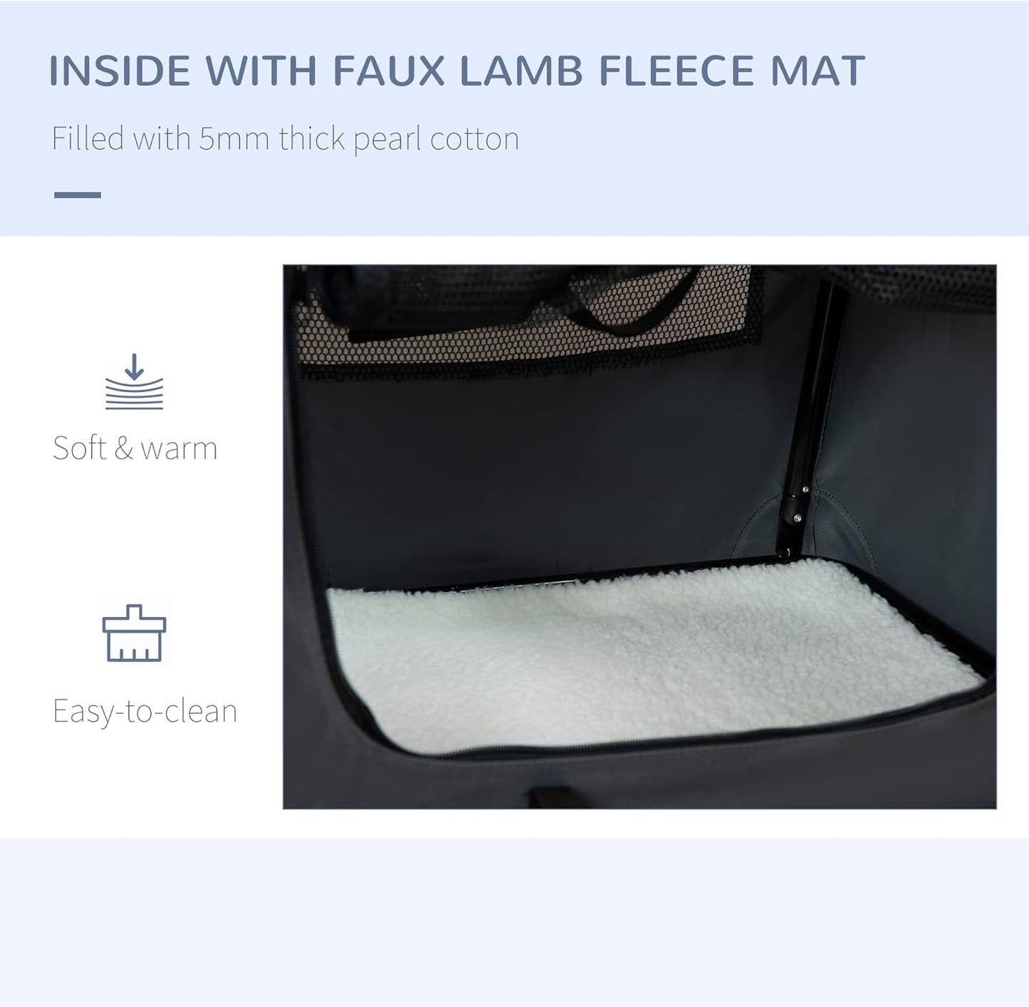 PawHut 60cm Foldable Pet Carrier Bag Soft Travel Dog Crate, Portable Cat Carrier w/Cushion, for Cats and Miniature Dogs - Grey