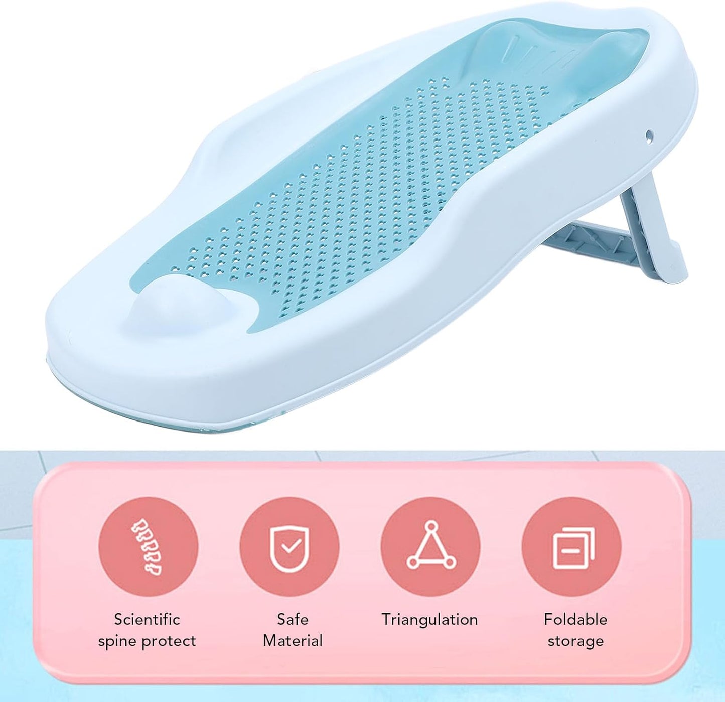 Baby Bath Support Portable Infant Bathtub Soft Back Curve Security Blue Newborn Bathtub Support Infant Bathtub Support Foldable Baby Bathtub Support Baby Shower Support Baby