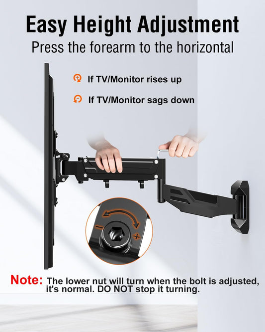 ELIVED Height Adjustable TV Wall Mount for Most 23-55 Inch tvs, Spring Arm Full Motion Swivel Tilt Articulating TV Mount Bracket, Max VESA 400x400mm, Support 11-66 lbs, YD1010 - PuriLite