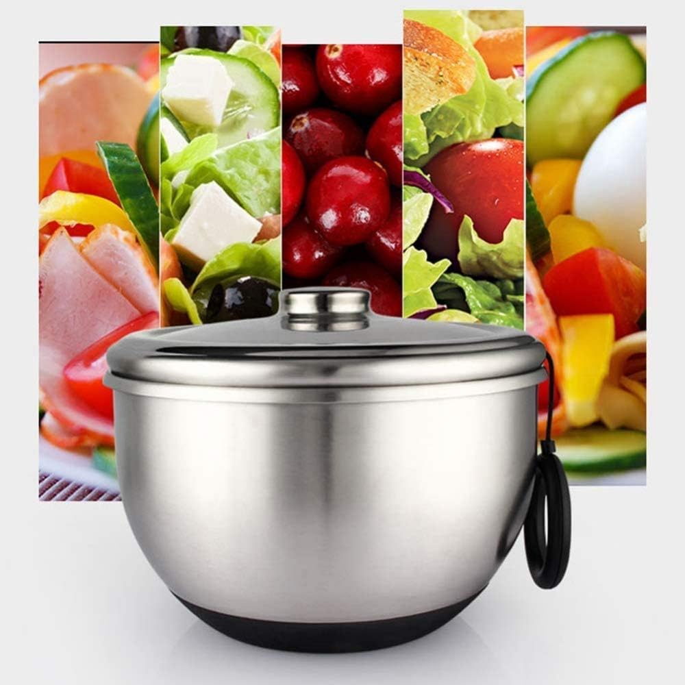Salad Spinner Manual Large Capacity Fruit Vegetable Dryer, Ring Pull Type Multifunctional with Drain Sieve Quick Dry, Stainless Steel
