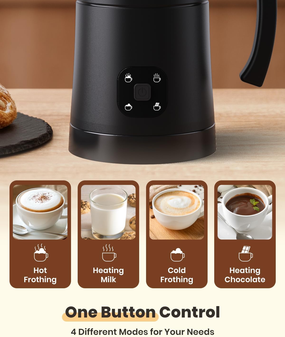Electric Milk Frother, Latumab 4 in 1 Milk Steamer, 11.8oz/350ml Automatic Warm and Cold Foam Maker for Coffee, Latte, Cappuccino, Macchiato, Hot Chocolate, Ideal Gifts for Women, Girls