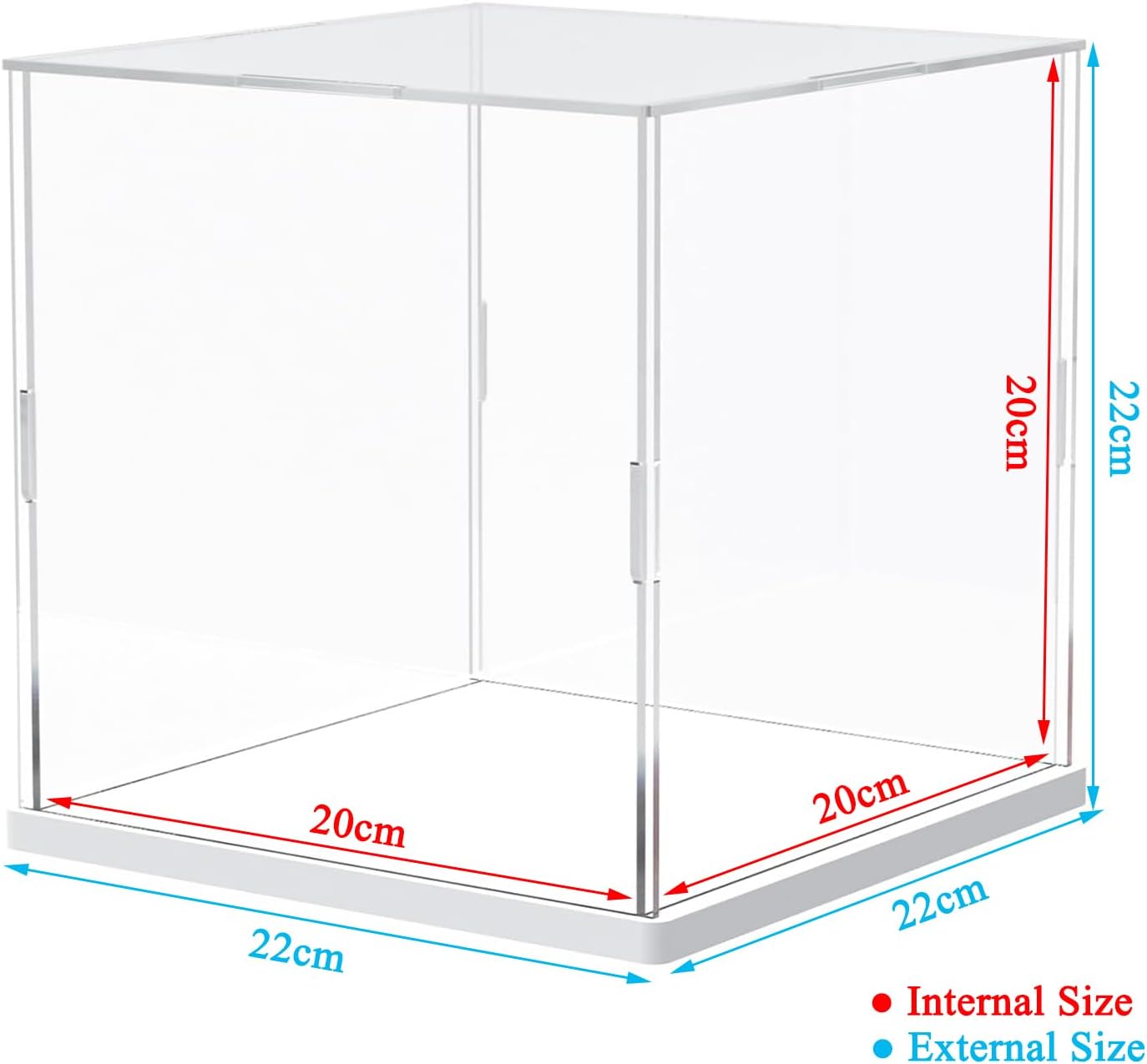 Thickened Clear Acrylic Display Case for Lego 10330 43268 76450 42170 10295 10353 Collectibles, Transparent Box Dustproof Protection with Wood-Plastic Base & String Light, Black Inside 40x20x20cm