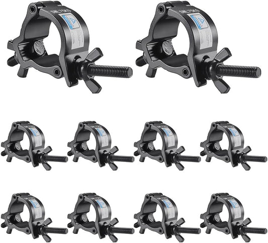 10PCS Truss Clamp Stage Light Clamp, GZhuoNan Professional 35-40 mm Aluminium Black Small Size Light Clamps with TUV Certified, Heavy Duty 165LB Lighting Clamps, Fit for 1.4-1.6 Inch OD Tube/Pipe