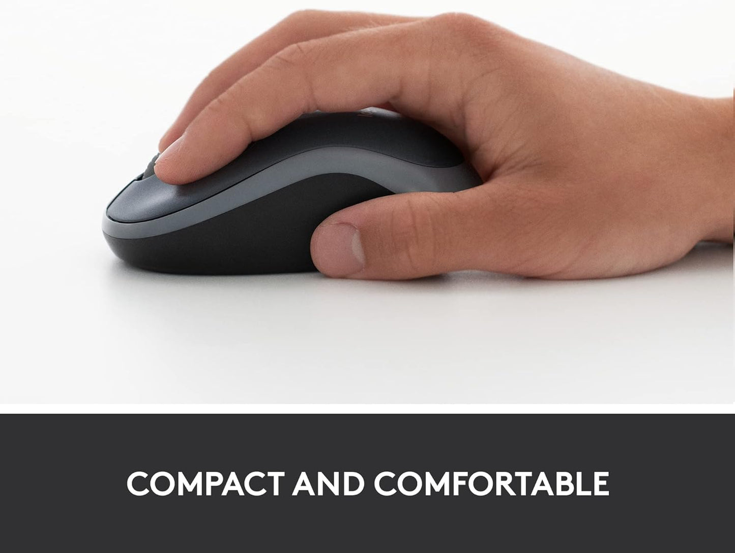 Logitech M185 Wireless Mouse, 2.4GHz with USB Mini Receiver, 12-Month Battery Life, 1000 DPI Optical Tracking, Ambidextrous, Compatible with PC, Mac, Laptop - Black