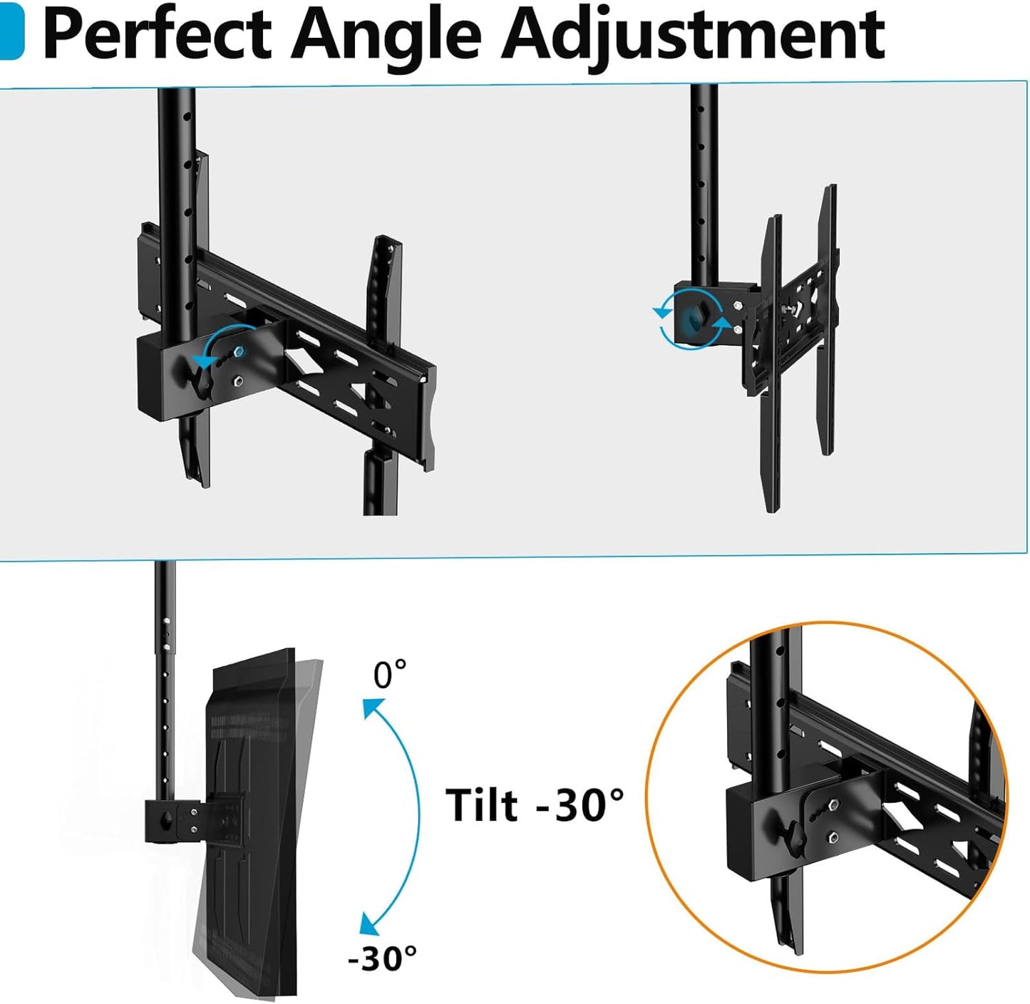 JXMTSPW TV Ceiling Mount for 26-68 inch Flat Screen Fits Most LCD LED OLED 32 43 50 55 60 65" TVs Monitor, Full Motion Height Adjustable TV Bracket up to 45kg Max VESA 400x400mm Hanging TV Mount