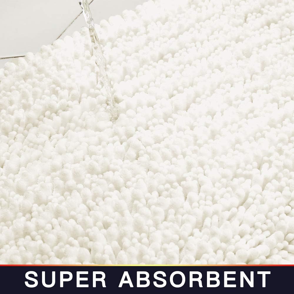 Walensee Bathroom Rug Non Slip Bath Mat (24x17 Inch Blush) Water Absorbent Super Soft Shaggy Chenille Machine Washable Dry Extra Thick Perfect Absorbant Best Small Plush Carpet for Shower Floor