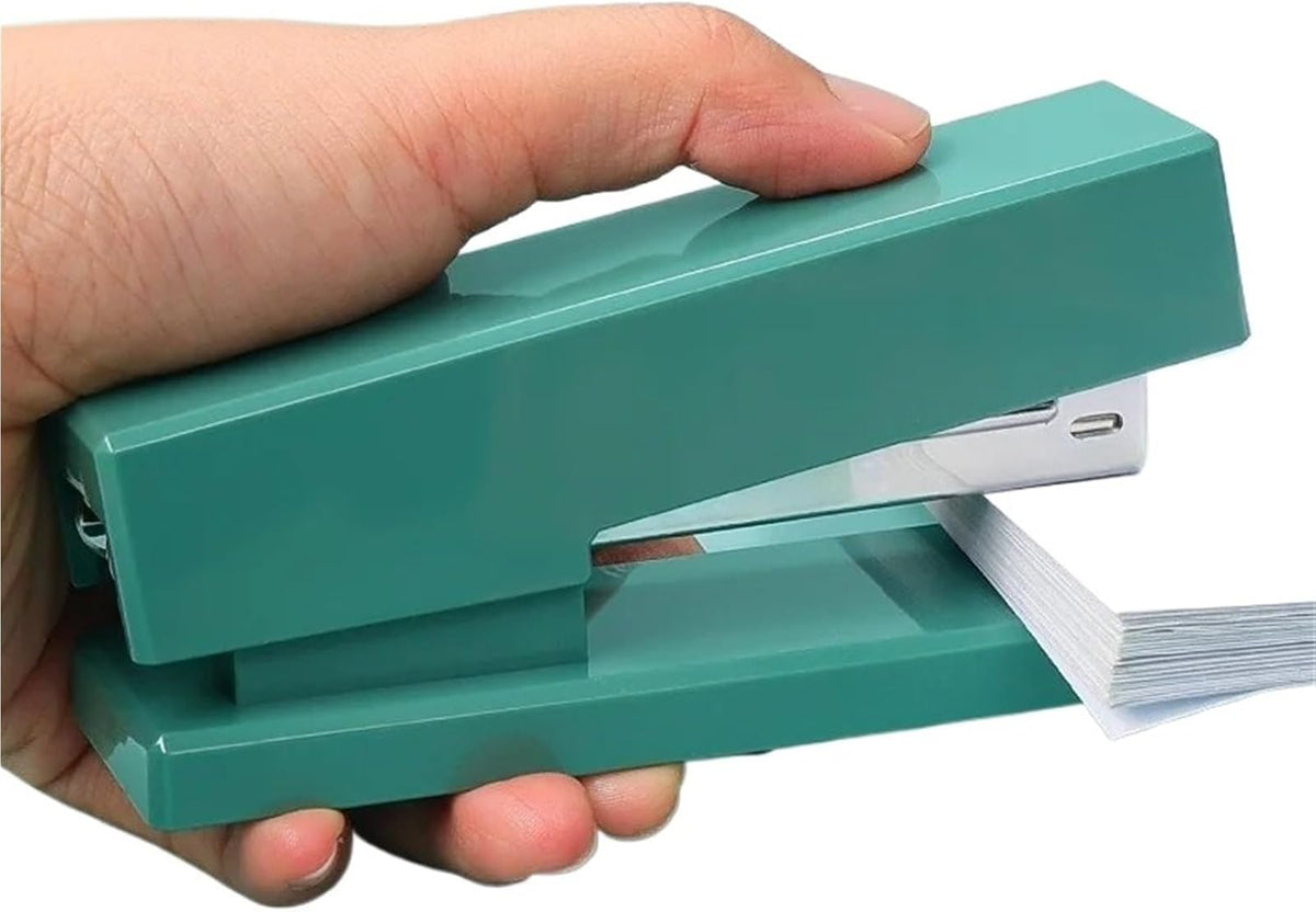 Stapler Desk Binding Binder Book Durable Paper Stapling Fashion Colors School Supplies Stationery Office Accessories(Green)