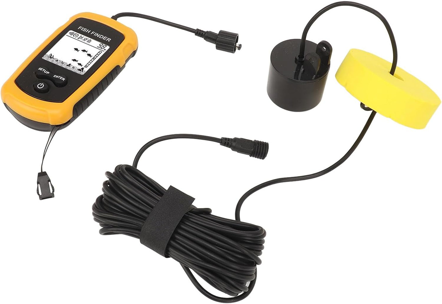 Akozon Portable Fish Depth Finder with LCD Display Handheld Fish Finder for Kayak and Boat Fishing, 200kHz Sonar Frequency, Castable