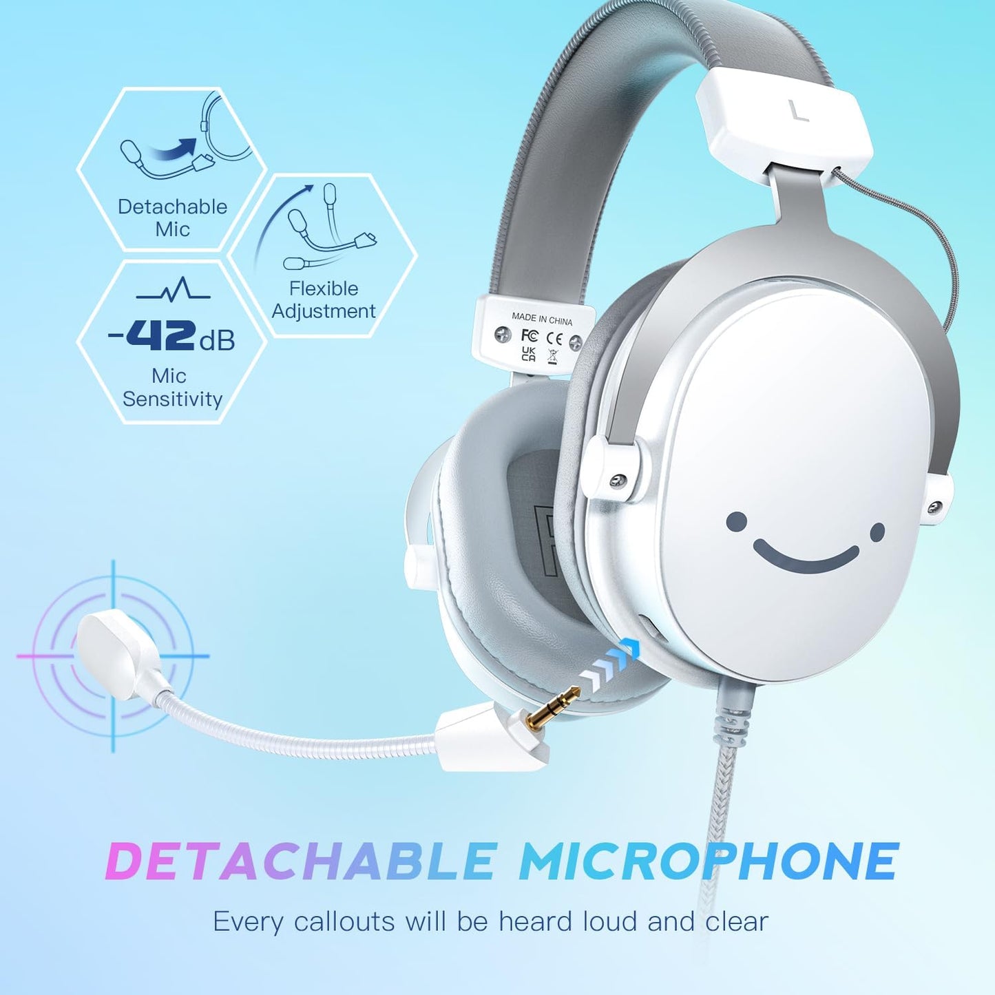 Fifine PC Gaming Headset with USB/3.5mm Jack for Laptop Computer, Over Ear Wired Headphones with 7.1 Surround Sound, Detachable Microphone, Volume Control, Noise Cancelling for PS5/Xbox/Switch-H9