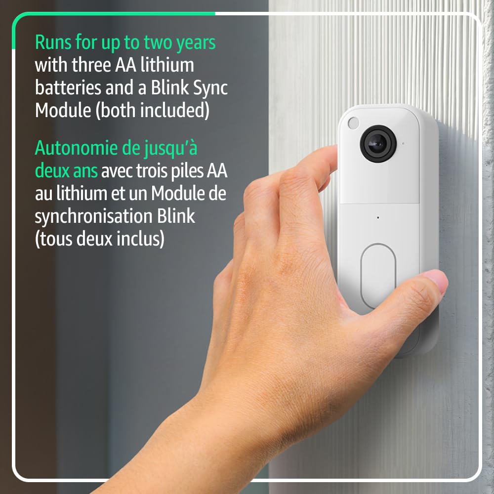 All-new Blink Video Doorbell – Head-to-toe HD view, two-year battery life, and simple setup. Required Sync Module not included – Add-On (Black)