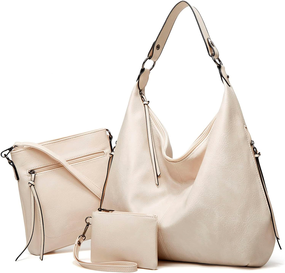 Ashioup Hobo Bags for Women Soft PU Leather Shoulder Bag Vintage Slouchy Handbag with Zipper - PuriLite