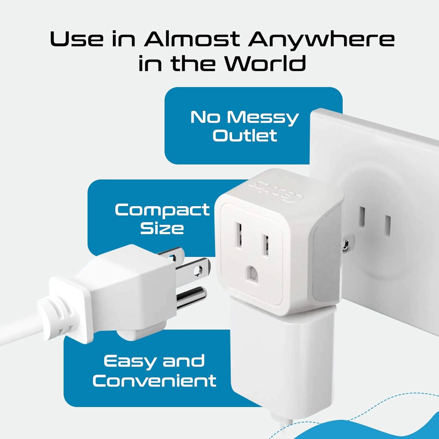 Ceptics Universal Travel Adapter kit, Dual USB (QC 3.0) + 2 US outlets + USB-C Cable, Use with Chargers, Cell Phones, Laptops, 6 Plug attachments for Worldwide use (Does Not Convert Voltage) (WPS-2B)