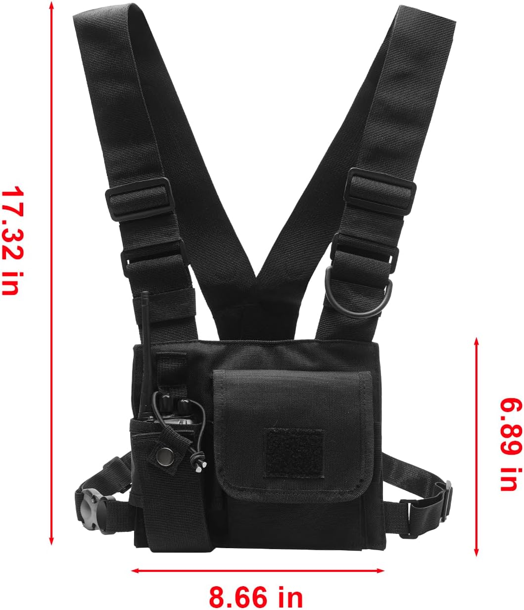 Klykon Radio Chest Harness,Single Pack Pouch Holster Vest Rig for Motorola,Midland,Kenwood,Baofeng,Retevis Walkie Talkies