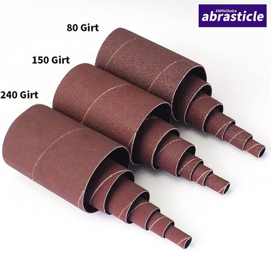18 Pack Spindle Sander Sleeves, Sanding Sleeves for Oscillating Sander, 80 150 240 Assorted Grit Sandpaper, 4-1/2" Length, 1/2",3/4",1",1-1/2", 2", 3" Diameter
