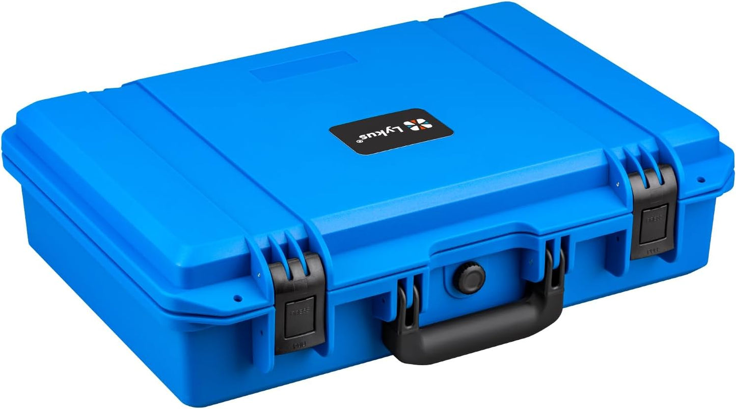 Lykus HC-4410 Waterproof Hard Case with Customizable Foam Insert, Interior Size 17.32x11.42x4.72 in, Suitable for up to 16" Laptop,Starlink Mini,Keyboard,Drill,Audio Mixer,mic,Flashlight,and More