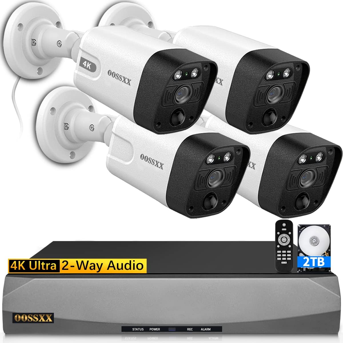 (4K/8.0MP,130°Ultra Wide Angle,2-Way Audio) Wired PoE Camera System with Monitor Outdoor IP Camera for House Indoor Home Security Systems, PIR Surveillance Cameras Video DVR Set