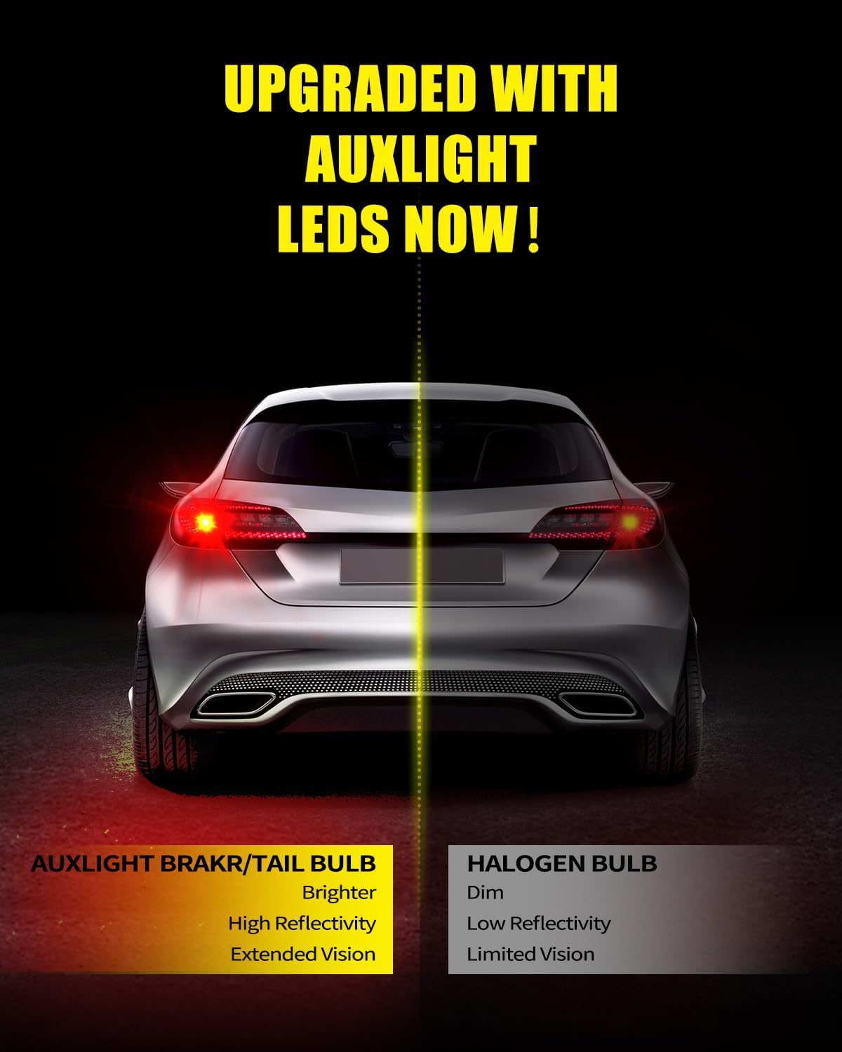 AUXLIGHT 3157 3156 4157 3057 3357 LED Bulbs, Ultra Bright 60-SMD LED Replacement for Turn Signal Blinker Lights, Brake/Tail Lights, Parking/Running Lights, Amber Yellow (Pack of 2)