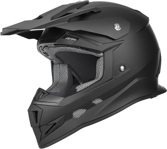 GLX GX23 Dirt Bike Off-Road Motocross ATV Motorcycle Helmet for Men Women, DOT Approved (Matte Black, Large)