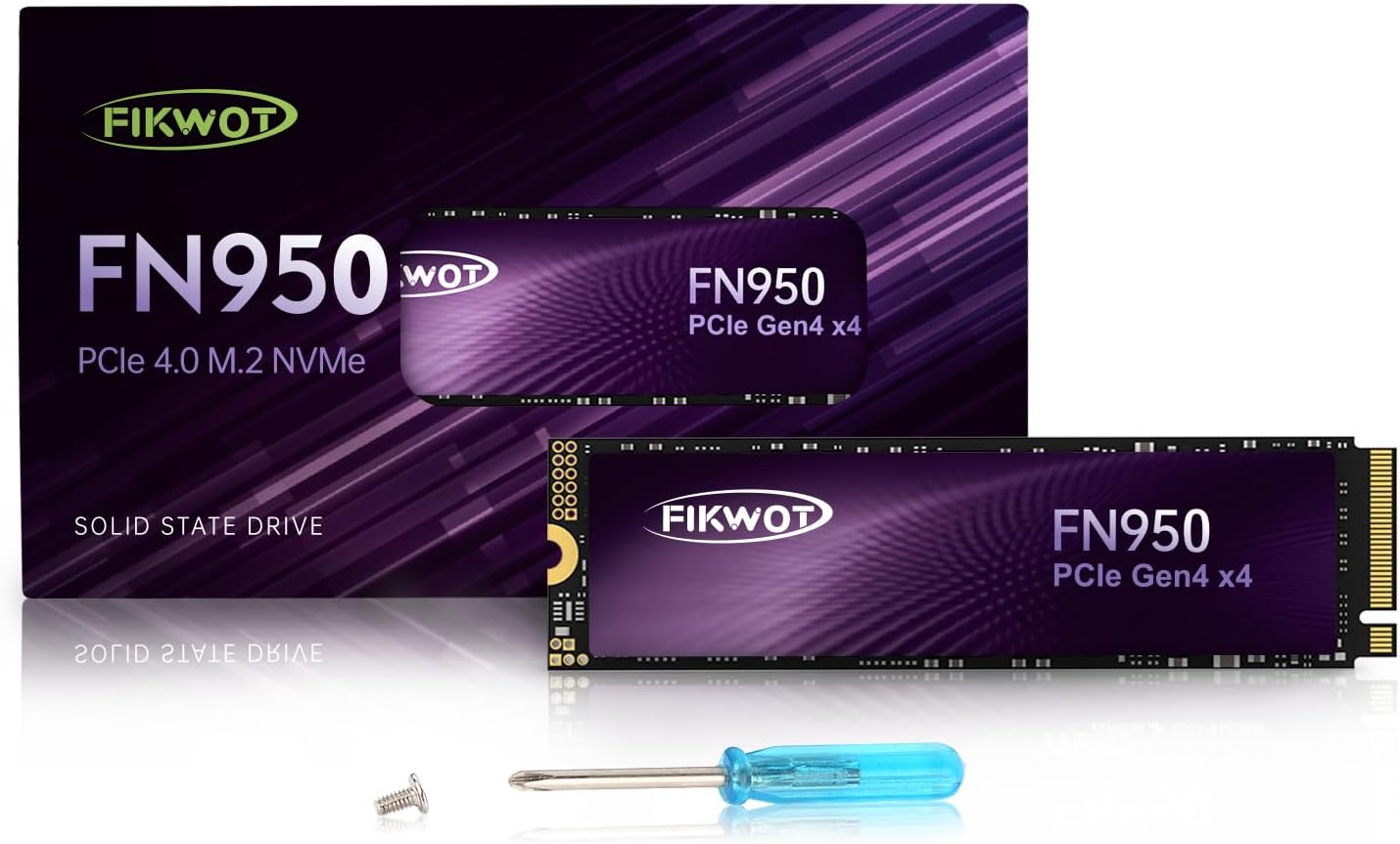 Fikwot FN970 2TB M.2 2280 PCIe Gen4 x4 NVMe 1.4 Internal Solid State Drive with Heatsink - Speeds up to 7,400MB/s, Configure DRAM Cache, Compatible PS5 Internal SSD