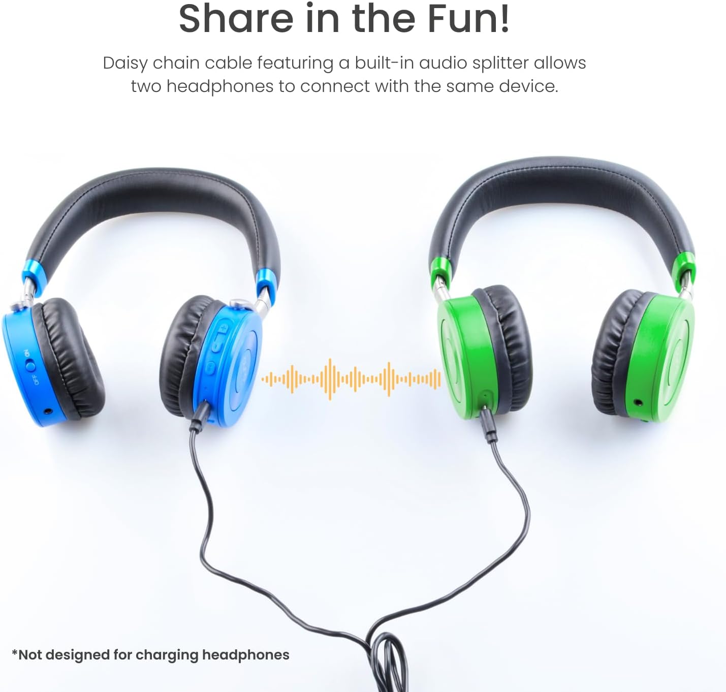 JuniorJam Plus Volume Limiting Headphones for Kids, Foldable & Adjustable Bluetooth Headphones, 22-Hour Battery Life USB-C Charging (Black)