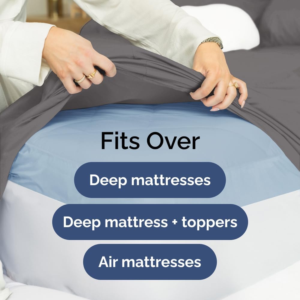 Extra Deep Queen Sheet Set - 6 Piece Breathable & Cooling Sheets - Hotel Luxury Bed Sheets Set - Easy & Secure Fit - Soft, Wrinkle Free & Comfy Sheets Set - White Sheet Set w/Extra Deep Pockets