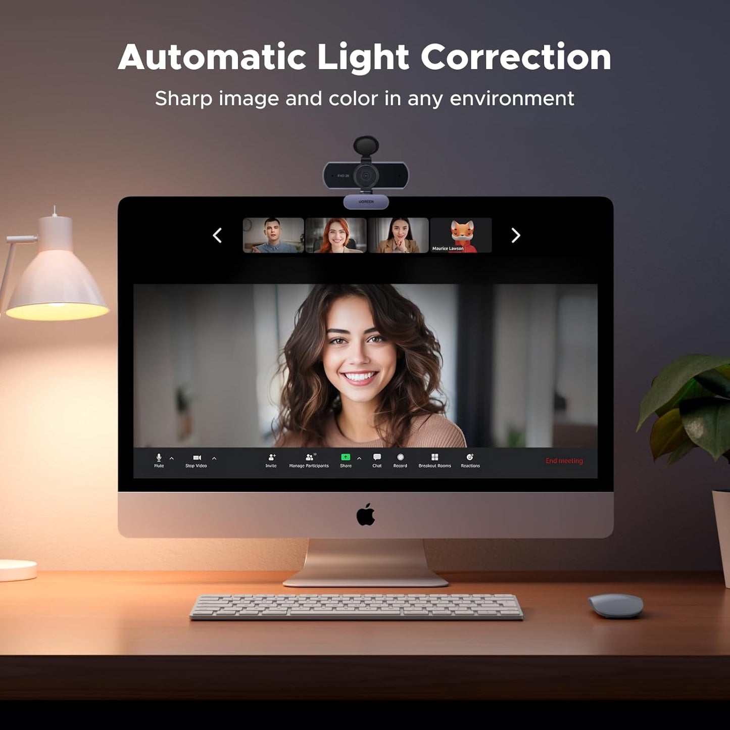 UGREEN 1080P Webcam with 2 Noise-Canceling Microphones, Live Streaming Web Camera, HD Auto Light Correction, USB-A Computer Camera for Zoom/Skype/Teams, Conferencing & Video Calling, PC/Mac/Laptop