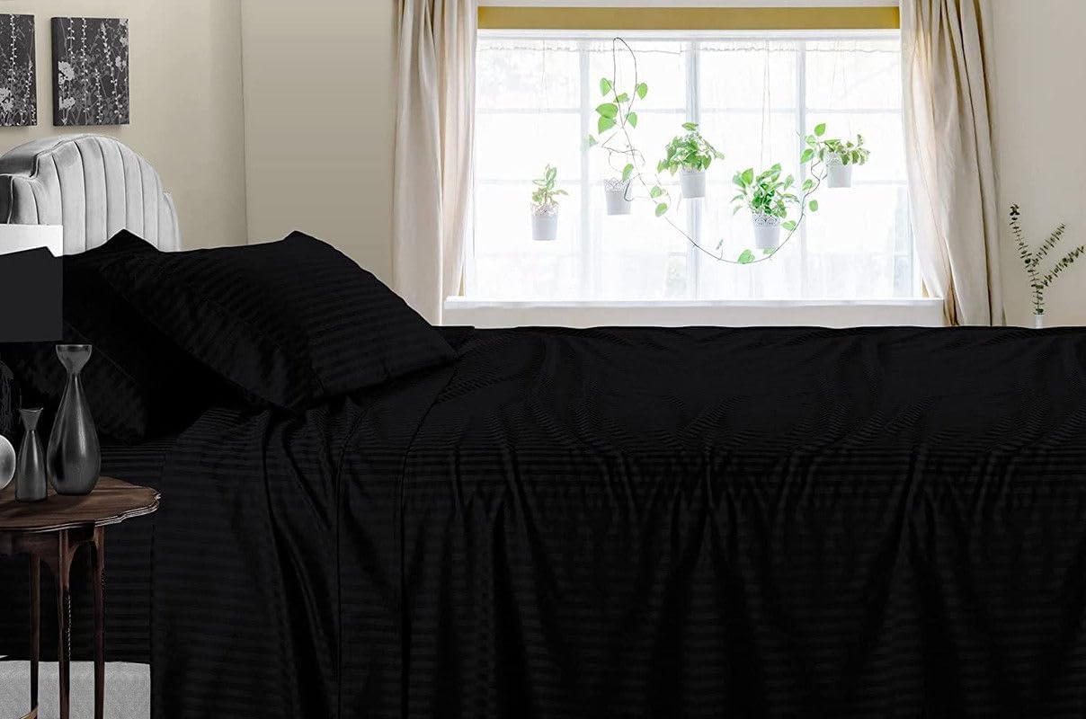 Linen Sheets 100% Egyptian Cotton- Twin-XL Sheet Set 4 Piece- 1000 Thread Count- Fits Upto 18" Deep Pocket- Long Staple Cotton Bedding, Sateen Weave-Light Blue Solid