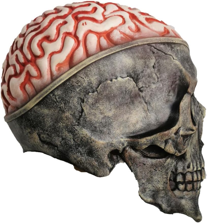 Halloween Skull Mask, Full Head Skeleton Headgea with Movable Mouth, Latex Skeleton Props, Deluxe Latex Helmet Cosplay Party