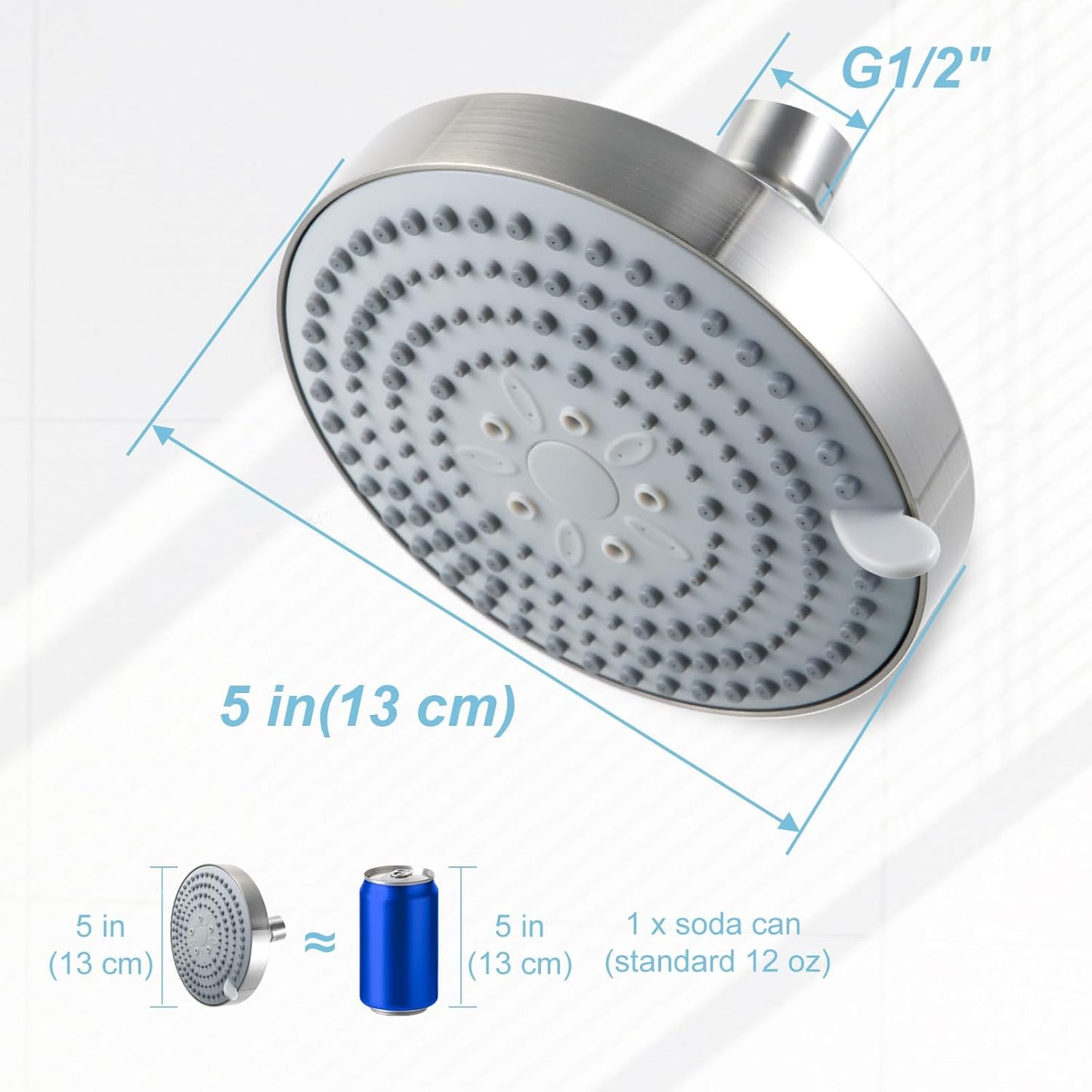 OFFO Shower Head, High Pressure Shower Head with 6 Mode, Fixed Showerheads for Strong Water Flow & Relaxing Shower Experience, Chrome
