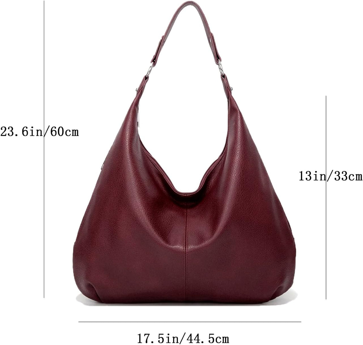 Ashioup Hobo Bags for Women Soft PU Leather Shoulder Bag Vintage Slouchy Handbag with Zipper - PuriLite