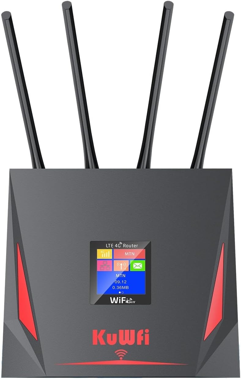 KuWFi High Speed 4G LTE Router, 4g Wireless Router with sim Card Slot and 5dBi Antennas Suitable for for Bell/Rogers/Virgin in Canada