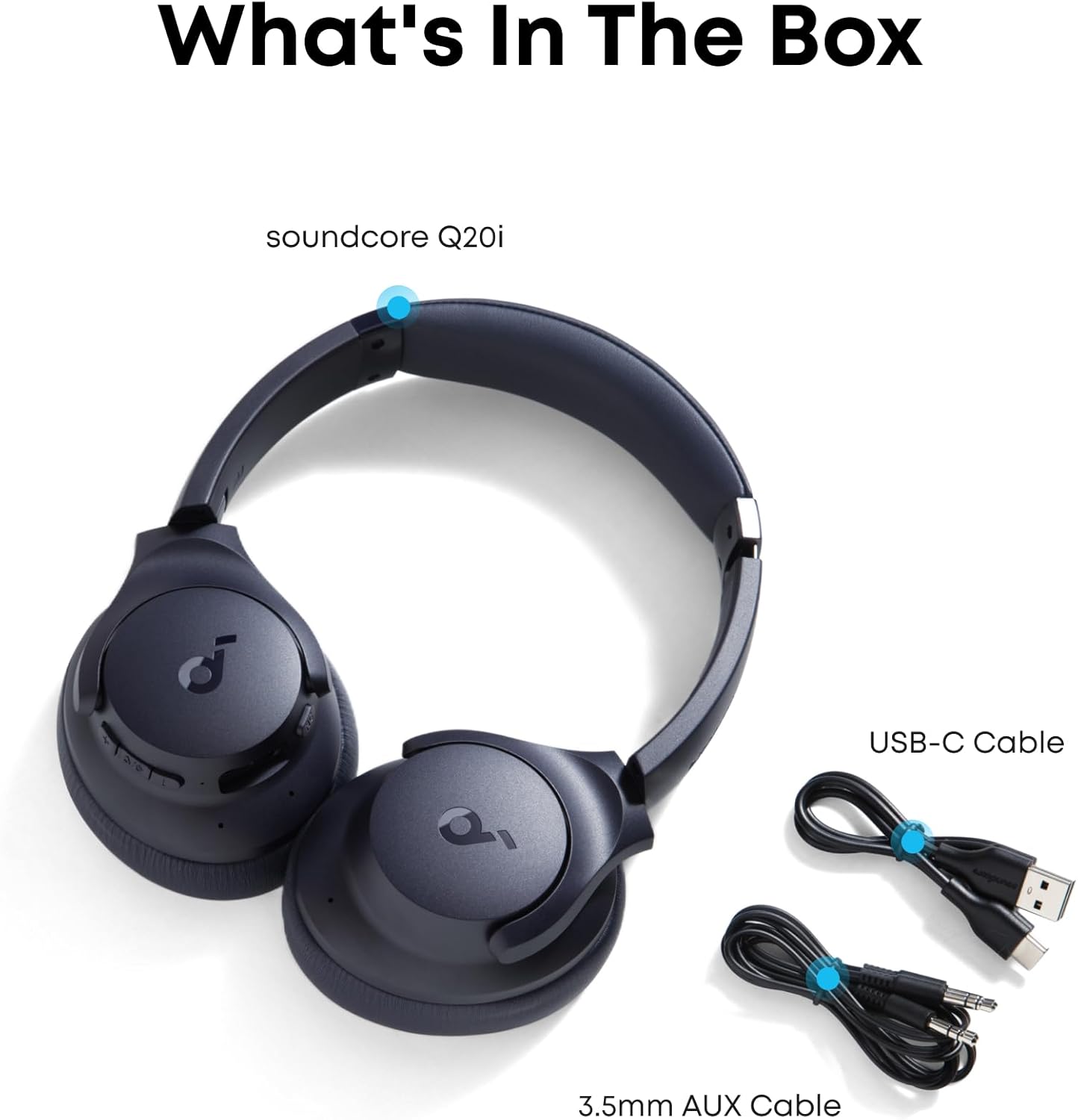 soundcore by Anker Q20i Hybrid Active Noise Cancelling Headphones, Wireless Over-Ear Bluetooth, 40H Long ANC Playtime, Hi-Res Audio, Big Bass, Customize via an App, Transparency Mode, Ideal for Travel
