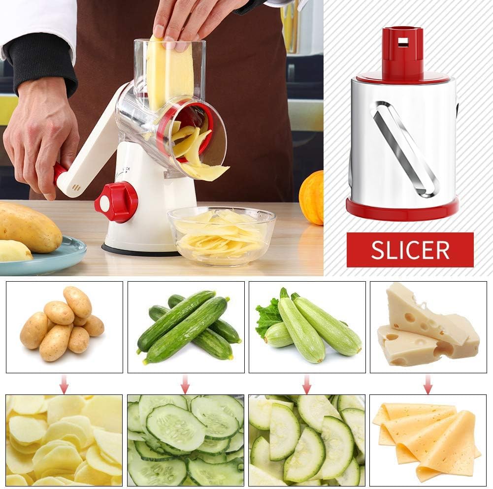 Purilite Select Rotary Cheese Grater with 3 Stainless Steel Blades