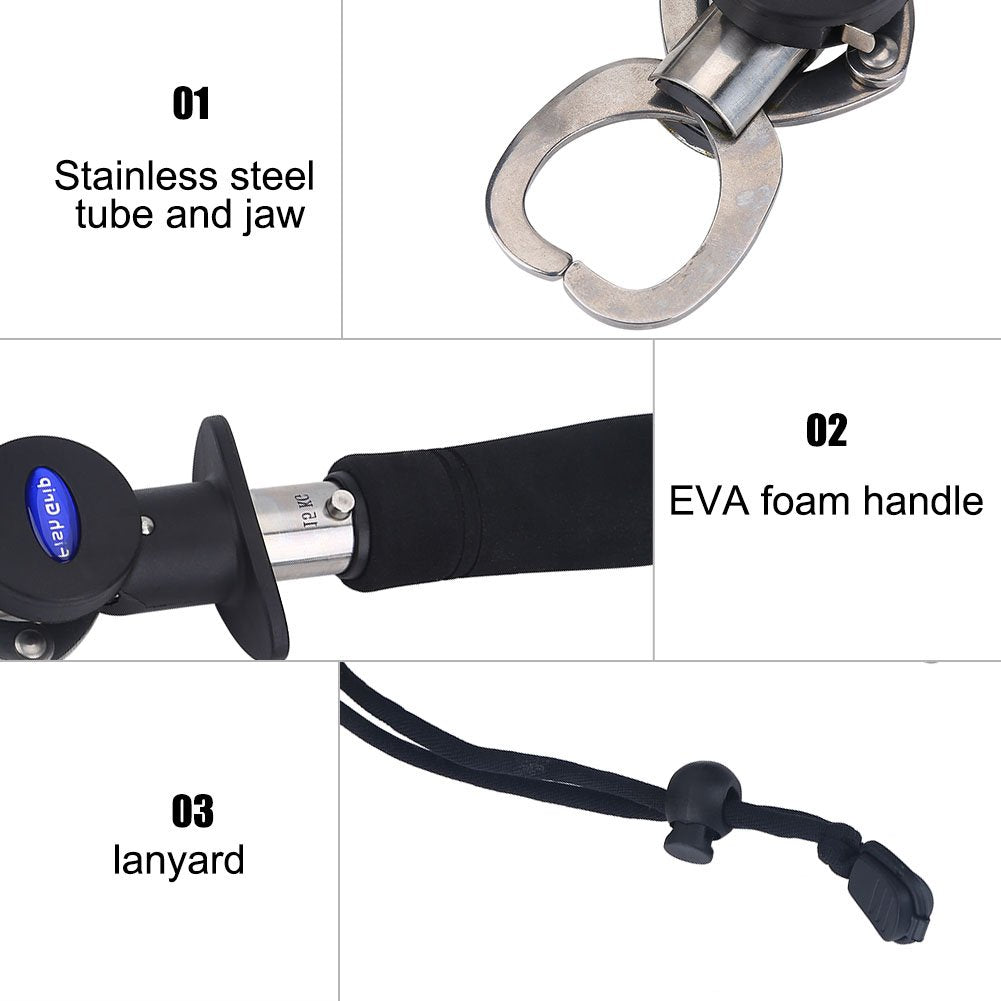 Fishing Gripper Fish Lip Grip Fish Grabber Fish Holder with 1M Tape Measure 15KG Weighting Scale Fishing Tackle Tool with Weight Scale