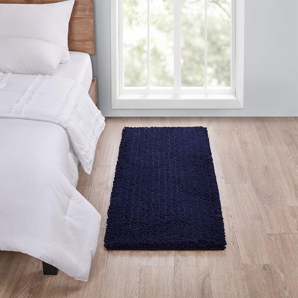 Walensee Bathroom Rug Non Slip Bath Mat (24x17 Inch Blush) Water Absorbent Super Soft Shaggy Chenille Machine Washable Dry Extra Thick Perfect Absorbant Best Small Plush Carpet for Shower Floor