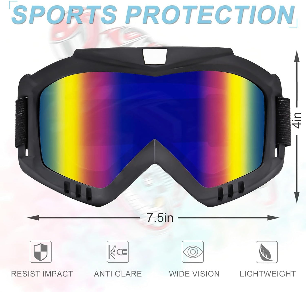 KINGBIKE Motorcycle Goggles 3&2 Pack Off Road Dirt Bike Motocross Goggles Windproof MTB Cycling Goggle for Adults Men Women - PuriLite