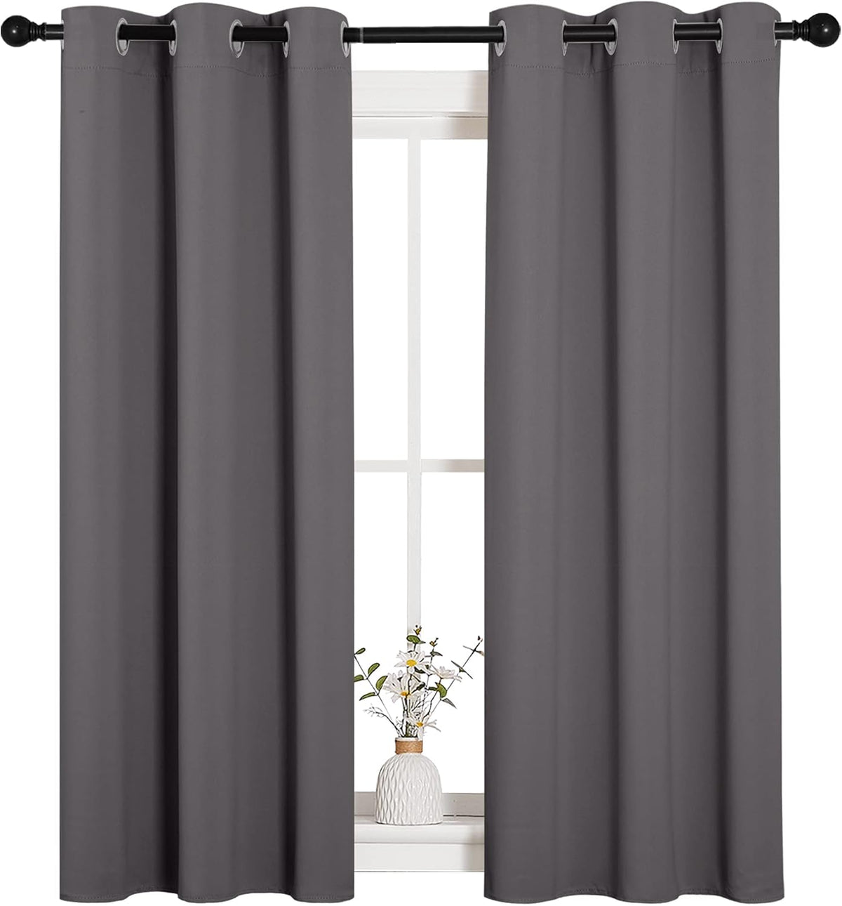 NICETOWN Blackout Curtains 2 Panels for Bedroom- Thermal Insulated Grommet Blackout Curtains 63 Inches Long for Living Room/Kitchen Rideaux occultants (2 Panels, W42 x L63 -Inch,Grey) - PuriLite