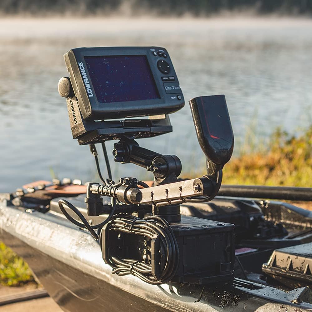 YakAttack Switchblade Transducer Mount | Track Mount Fish Finder Arm for Kayaks | 25.75" Adjustable Deployment Arm | Low Profile & Hydrodynamic | Built for Saltwater Use | Made in USA