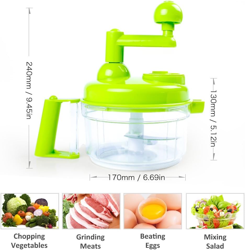 Cambom Manual Food Chopper Vegetable Cutter, Hand String Vegetable Chopper Onions Cutter for Vegetable Fruits Nuts BPA Free Food Safe Material, 550ml Gray