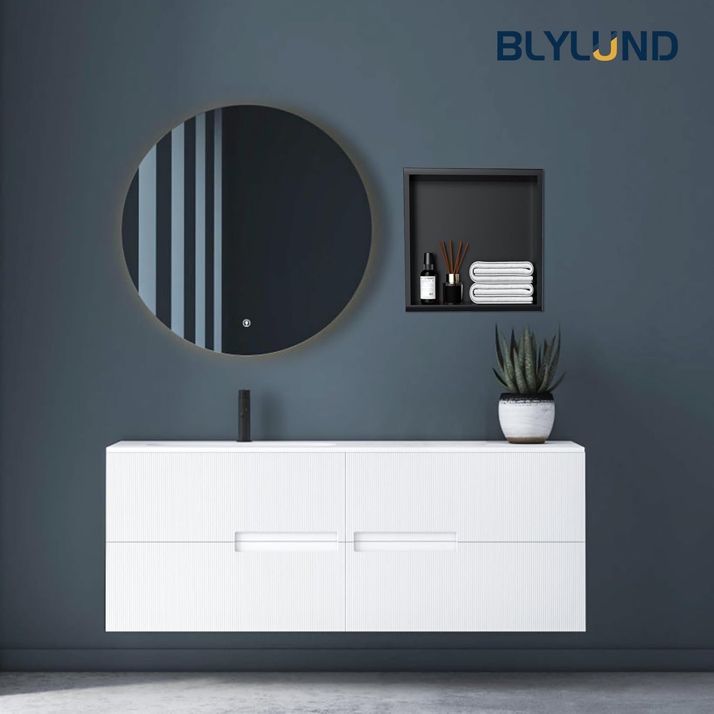 BLYLUND Shower Niche 12" x 24" NO Tile Needed,Matte Black Double Shelf Organizer, Square Corners Wall-Inserted Niche Recessed Shower Shelf Modern Soap Niche for Bathroom